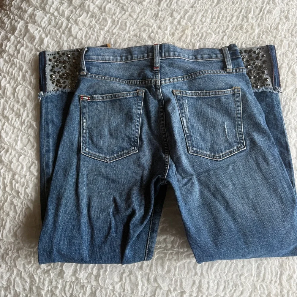 Alice + Olivia High Rise Girlfriend Jeans Studded Cuff Size 27 - Picture 9 of 15